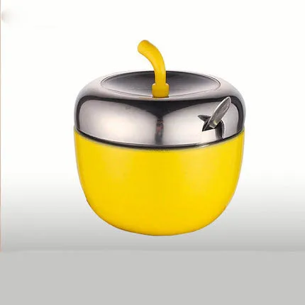 Yellow Набор ложек для специй из нержавеющей стали, контейнер для хранения, сахар соль перец, коробка для хранения - Color: Yellow