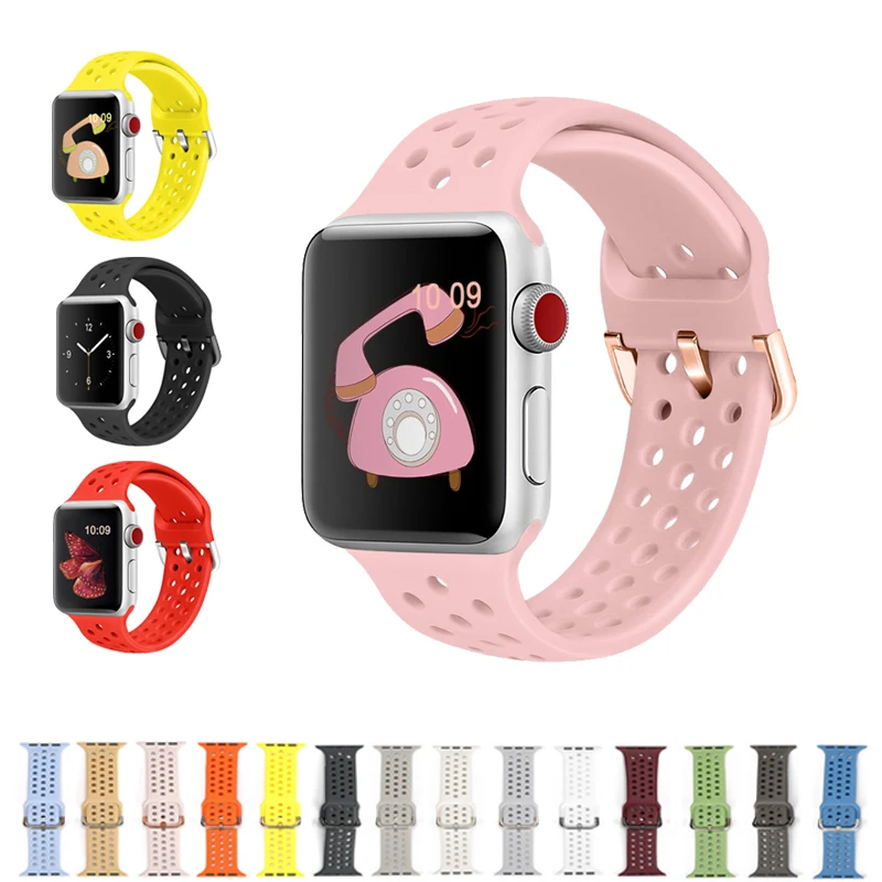Спортивный бесшовный ремешок для apple watch группа 4 5 40/44 мм силиконовый браслет ремешок для наручных часов iwatch серии, версия 1, 2, 3, ремешок 38 мм 42