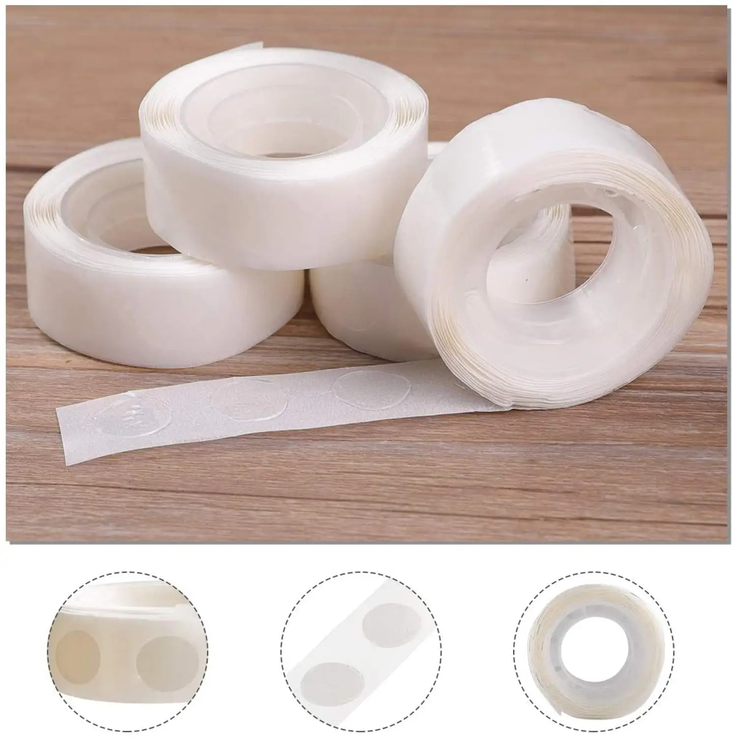 500pc Glue Point Adhesive Clear Balloon Dot Tape Removable Double