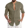 2022 New Men's Casual Blouse Cotton Linen Shirt Loose Tops Short Sleeve Tee Shirt Spring Autumn Summer Casual Handsome Men Shirt ► Photo 3/6