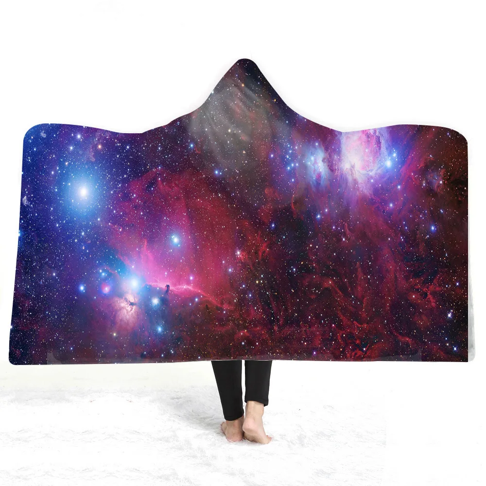 Cosmic Galaxy одеяло с капюшоном, утолщение, 3d принт, пледы, одеяло, диван/кровать/самолет, путешествия, постельные принадлежности, Прямая поставка для дома