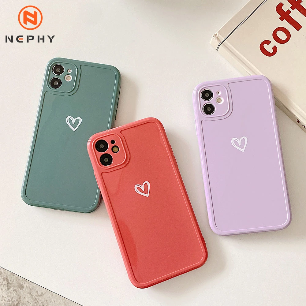 Shockproof Case For Iphone 13 12 11 Pro Max Xs Xr Mobile Phone Cover Silicone Red Pink Women Girl Men Back Shell Cute Love Heart Phone Case Covers Aliexpress