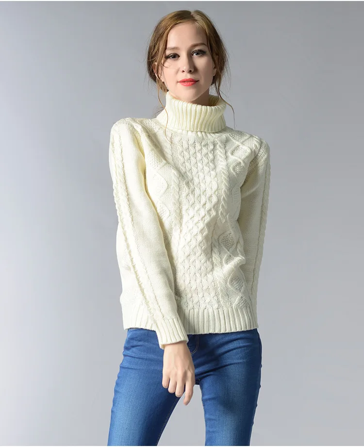 Осень-зима, толстый свитер с высоким воротом, Женский пуловер с длинным рукавом, вязаный свитер, женский элегантный джемпер, вязанные Топы