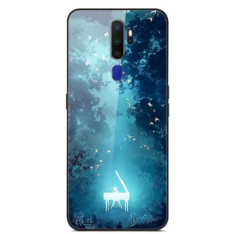 Закаленное стекло Чехол для OPPO A9 Case Жесткий ПК Красочная задняя крышка Для OPPO A9 Чехлы Бампер OPPO A9 A9 Чехол для телефона - Цвет: 35