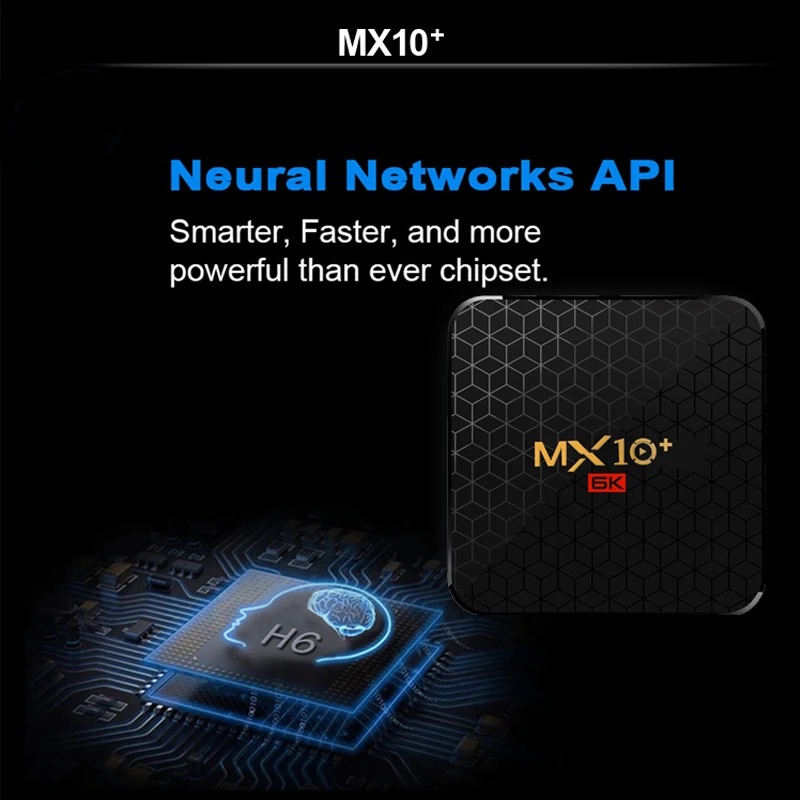 Billige MX10 Plus Smart TV Box Android 9.0 4GB 64GB Allwinner H6 Quad Core 2,4G   5,8 GHz Wifi USB3.0 6K Google Player Youtube Set Top Box
