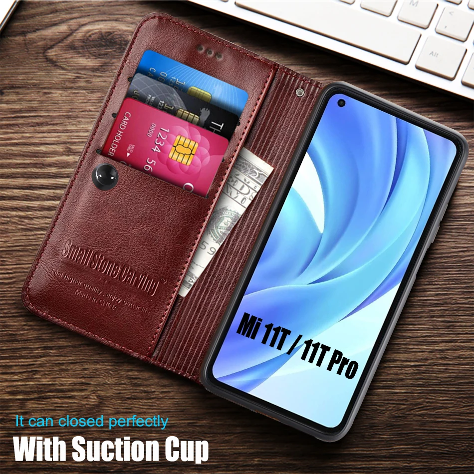 Leather Wallet Case Leather Case Phone Case Leather Phone Case Mi 11T 11 T T11 Pro 5G Luxury Case Leather Card Slot Removable Wallet Book Skin for Xiaomi 11T Pro Case Mi 11 T T11 Phone Cover