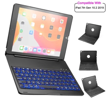 

Flip Bluetooth Keyboard For iPad 10.2 Inch 2019 7 Colors Backlit USA Wireless Keyboard For iPad 10.2 Inch 2019 Aluminum Keyboard