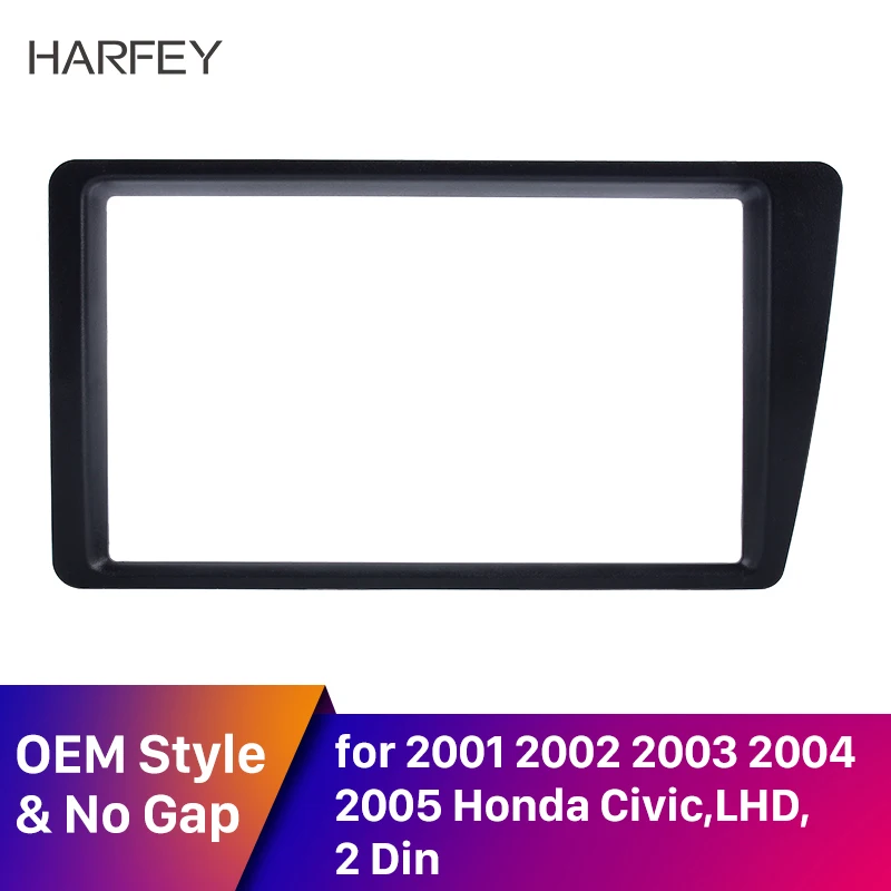 

Harfey 2Din Car Radio Fascia Frame Trim Kit Dashboard Refitting Panel for Honda Civic LHD2001 2002 2003 2004 2005 2006 DVD Frame