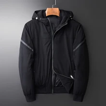 Minglu зимние мужские пуховые пальто Роскошные теплые и ветрозащитные простые мужские куртки с капюшоном размера плюс 4xl облегающие мужские пуховые пальто