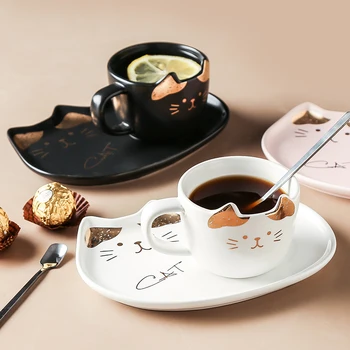 

Luxury Ceramic Coffee Cup European Bone China Simple Cute Tea Cup and Saucer Creative Couple Cuia Creative Drinkware OO5BD