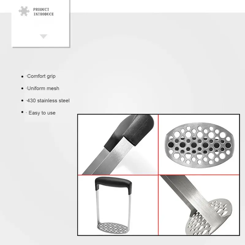 Картофелемялка из нержавеющей стали с широкой плитой для размешивания для гладкого пюре, фруктов, овощей, инструменты, пресс-дробилка