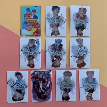 

10PCS/Set Kpop ATEEZ HD Photocard Sticker Album Photo Card Lomo Crystal Cards Sticker For Bus Credit Card