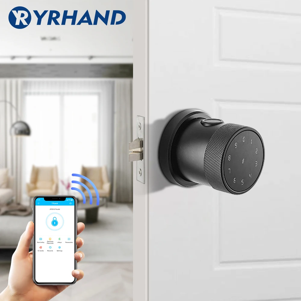  TT lock APP Fingerprint Door Lock Digital Keyboard Smart Card Combination knob Lock For Home / Offi
