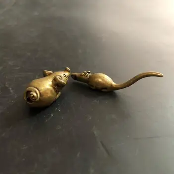 

CHINA copper bronze fengshui mouse small Statue ornaments Metal crafts family decorations