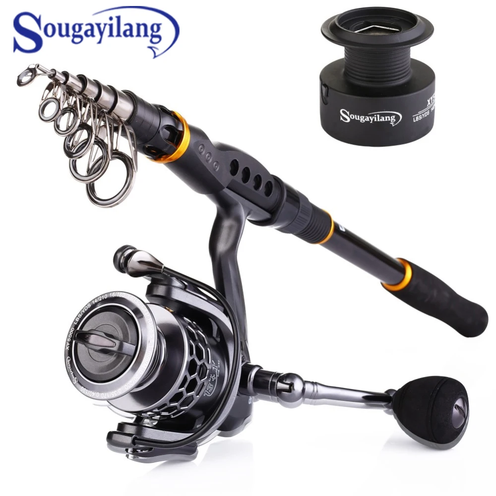 

Sougayilang 1.8- 3.6m Fishing Rod Reel Combos Telescopic Portable Spinning Poles And Spinning Reel With Spare Coil Set de Pesca