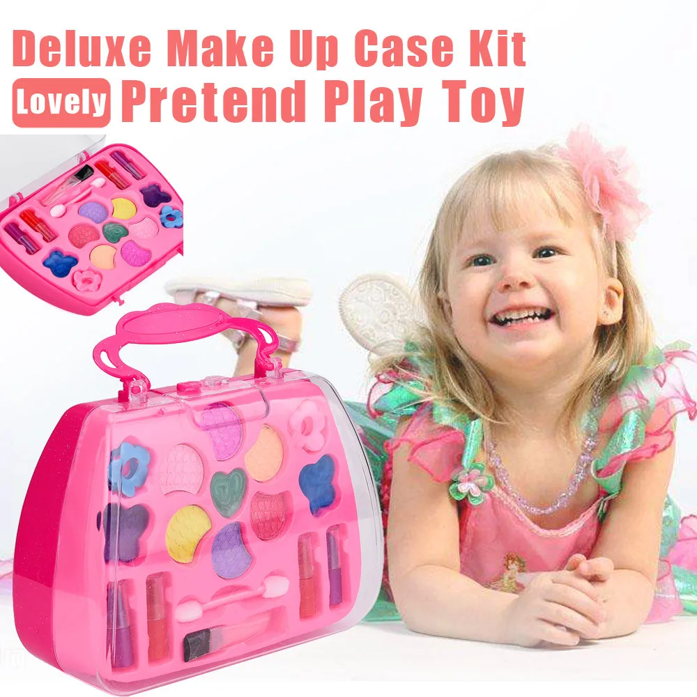 

Portable Princess Girl's Pretend Play Kid Make Up Toys Set NON TOXIC For Kids Pink Makeup Toy Set For Girls Dressing Cosmetic