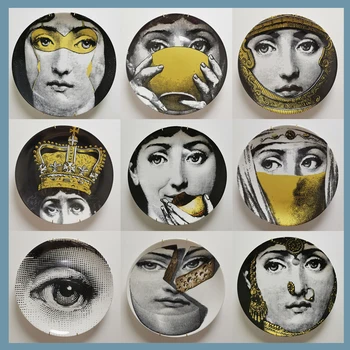 

Porcelain Decorative Plates on The Wall Italian Style Collectible Art Plate Ceramic Wall Hanging Decoration Home Living Room Bar