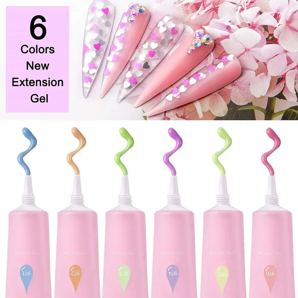 Kit Gel di estensione per unghie in polietilene Makartt, soluzione antiscivolo necessaria Gel per unghie rosa blu con Base Coat Top Coat Starter Kit All-in-One