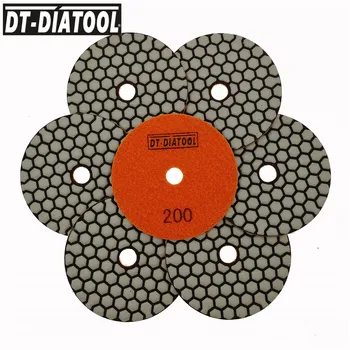 

DT-DIATOOL 7pcs Dia 4 inch/100mm Resin Bond Diamond Dry Polishing Pads Grit #200 Sanding Disc For Granite Marble Stone