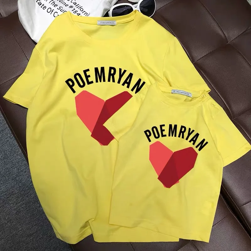 

Ins geometric love pattern summer clothes 2020 new fashion family clothes short sleeve family three family T-shirt pure cotton