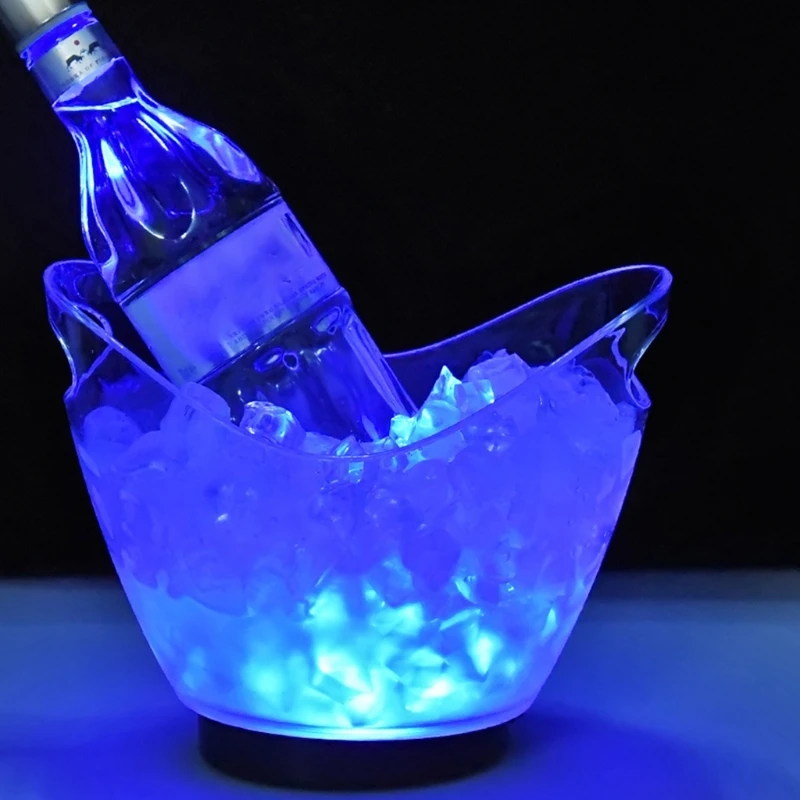 Transparent Colorful LED Light Gradient Ice Bucket Bar Wine Trough Water Entertainment Stand Holder Glass Wine Bottle