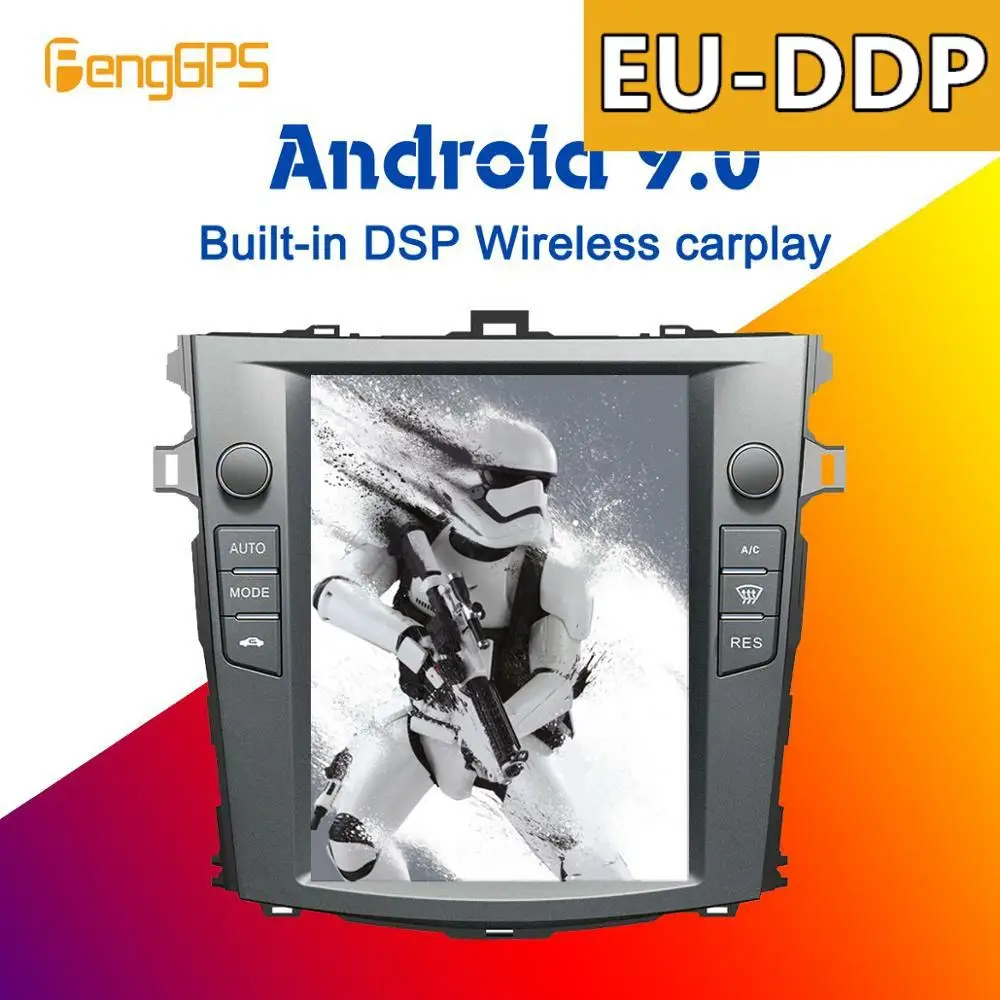 

10,4 ''Tesla Android 9,0 PX6 встроенный DSP беспроводной CARPLAY Автомобильный мультимедийный радиоприемник для Toyota Corolla 2006-2013 GPS-навигация