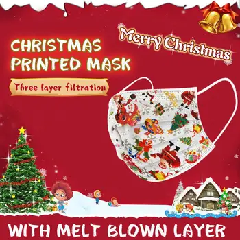 

10 / 50 / 100 / 200pcs disposable adult children's mask 3-layer melt blown non-woven Christmas Halloween ear hanging dust mask