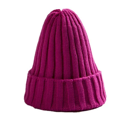Женская шапка унисекс из хлопка, однотонные теплые мягкие вязаные шапки в стиле хип-хоп, мужские зимние шапки, женские шапки Skullies Beanies Girl - Цвет: 05