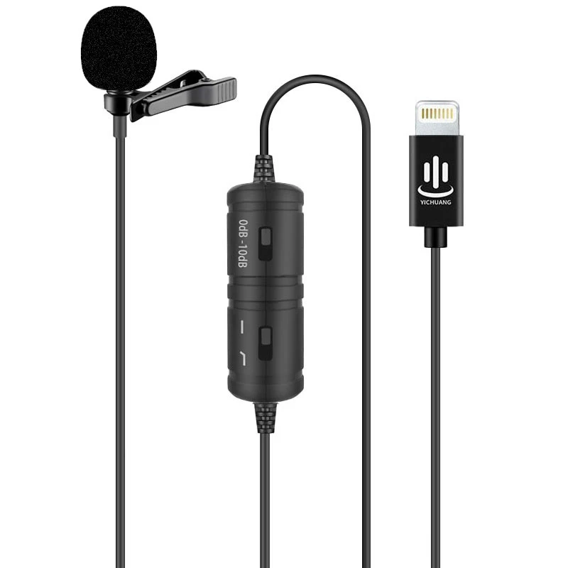 

YC-VM40 Phone Audio Video Recording Lavalier Condenser Microphone for iPhone 12 11 X Xr Xs max 8 8plus 7 7plus 6s 6plus ipad air