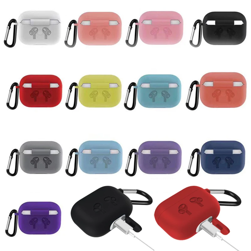 100 шт. Bluetooth чехол для наушников для Airpods Pro защитный чехол зарядная коробка для Airpods чехол s протектор с карабином