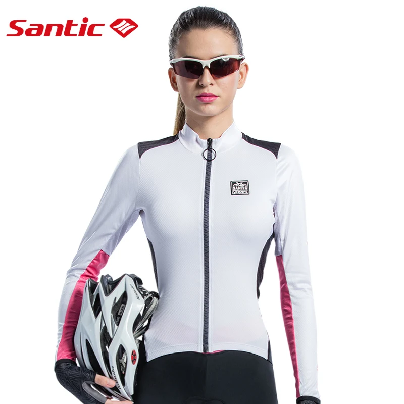 

SANTIC Women Cycling Jersey Full Long Sleeve Triathlon Mtb Road Bicycle Jersey Spring Summer Breathable Polyester Bike Jersey