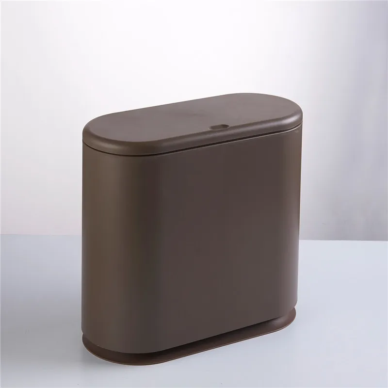 

Oval Press-capped trash Bin can bathroom Kitchen TrashCan Wide Opening Sensor Eco-friendly Waste Garbage garbage cans with lid