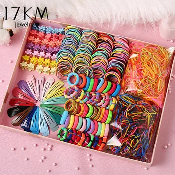 Children Colorful Nylon Elastic Hair Bands For Baby Girls Rubber Bands Set Kids 780Pcs Ponytail Holder Headband Hair Accessories