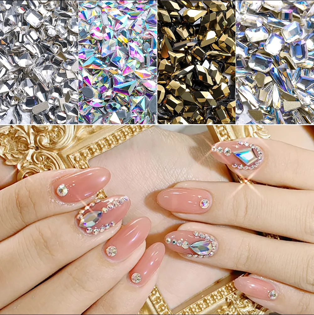  14 Shaped Crystal AB Rhinestones Nail Gems Glass