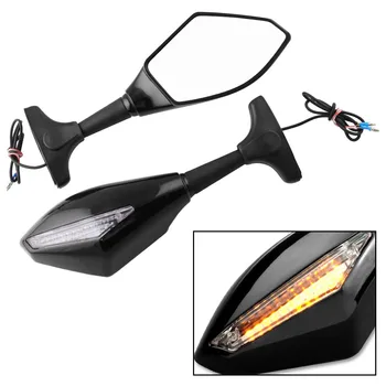 

For YZF R1 R6 FZ1 FZ6 600R R3 Rearview mirror Adjustable Black Turn Signal
