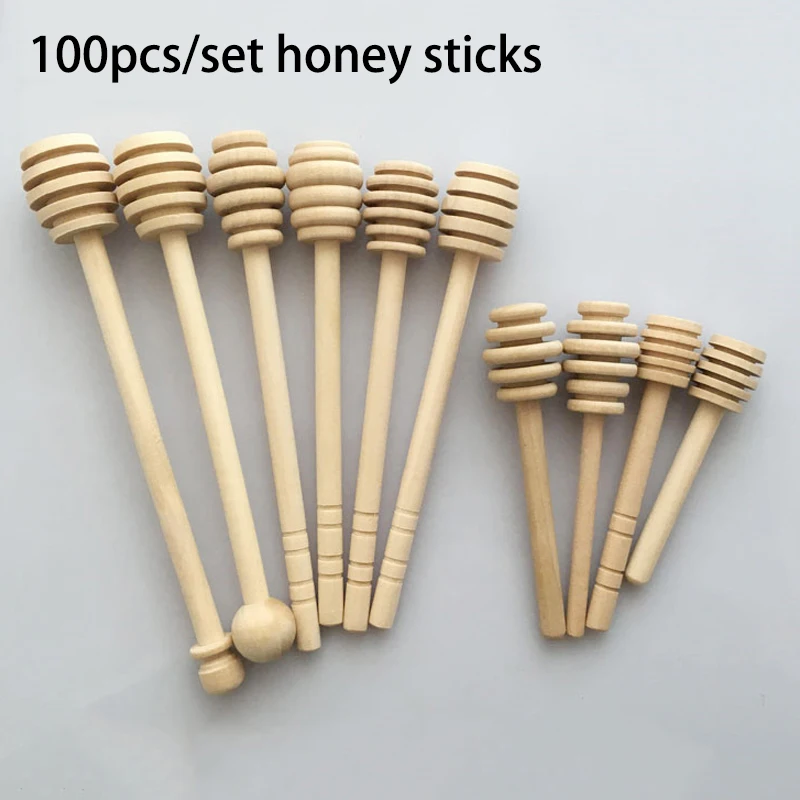 

100 Pcs 8/10/15CM Mini Wooden Honey Stick Wood Honey Stir Party Supply Coffee Milk Dipper High Quality