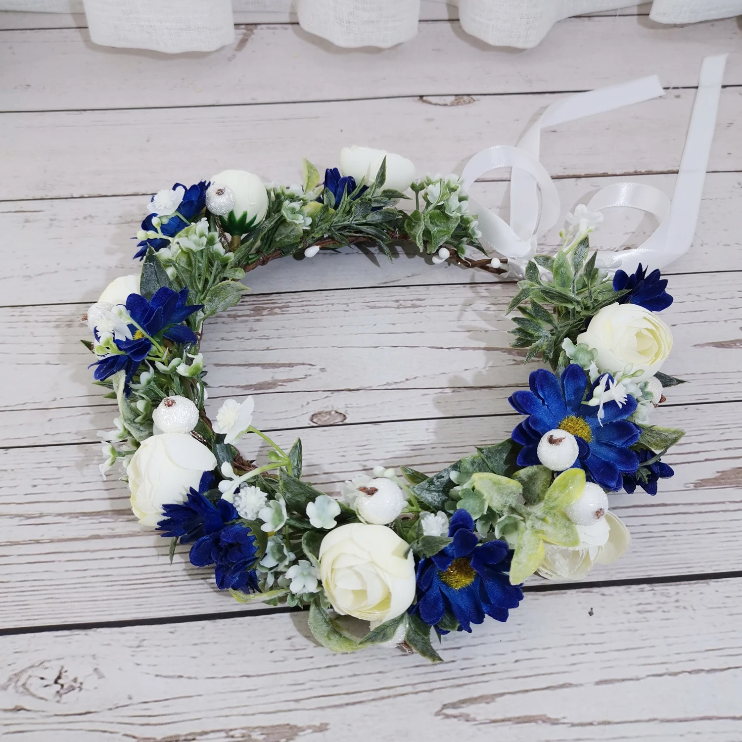 Couronne Fleur Bandeau Floral Réglable – Guirlande Cheveux En Coton Pour Mariage, Photo, Décoration