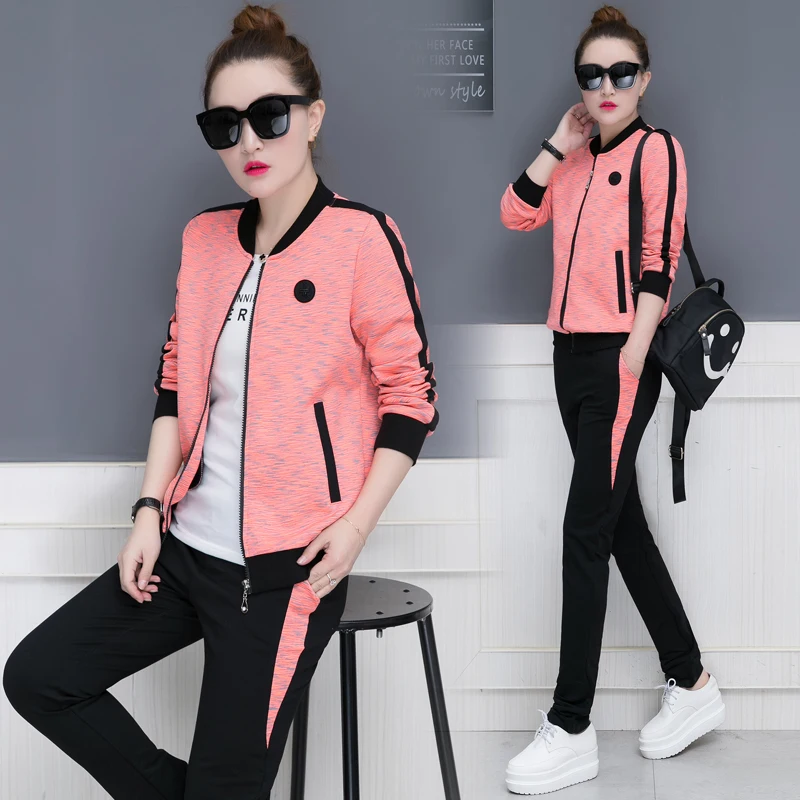 

Sports Suit Female Spring and Autumn 2019 New Wave Korean Version of the Sweater Large Size Was Thin Loose Casual Sportswear Thr