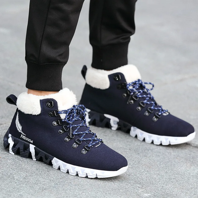 

Plus Thick Cotton Casual Shoes Men's Wear-Resistant Breathable Extra High Warm Men's Cotton Boots Simple Snow Boots Trend Athlet