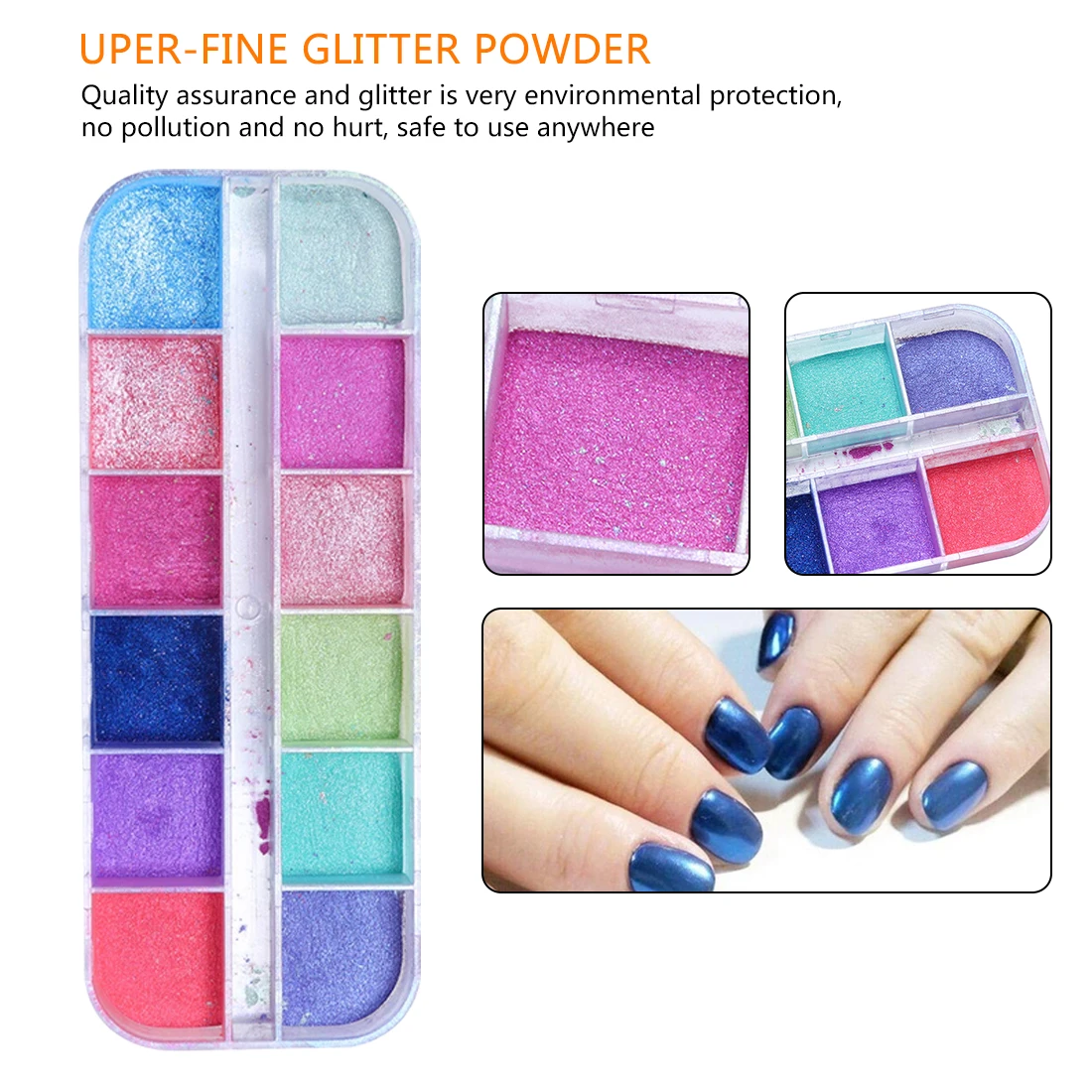

1box Chrome Nail Powder Dipping Shimmer Dust Colorful Pigment Powder Rubbing Pearl Glitter For Nail Art Decorations