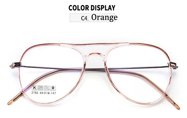 MIZHO прозрачный белый пластик пилот Корея очки оправа для женщин высокое качество поддельные очки для мужчин очки черный - Цвет оправы: PGJ140 orange