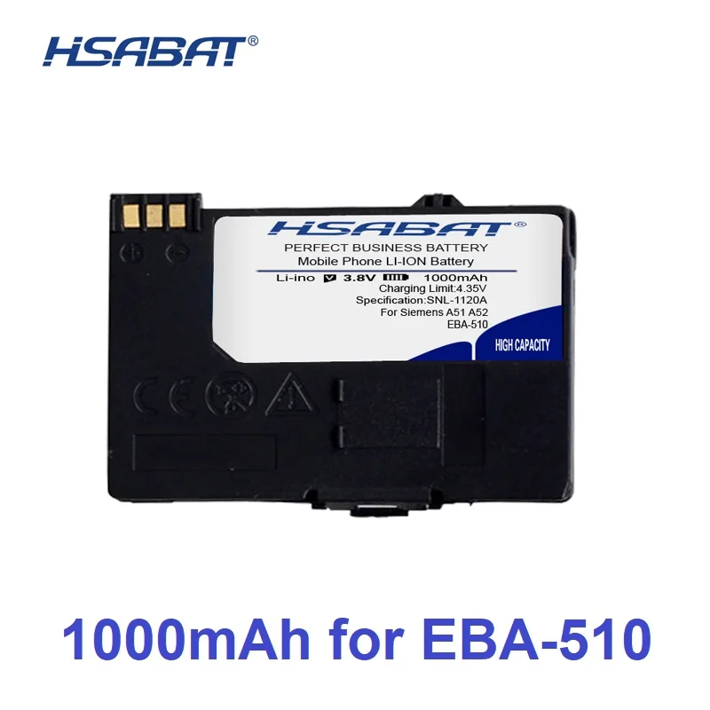 100% Оригинальный HSABAT 1000 мАч EBA 510 Аккумулятор для Siemens A51 A52 A55 A56 A57 A60 A62 A65 A75 C55 C56 C60 C61