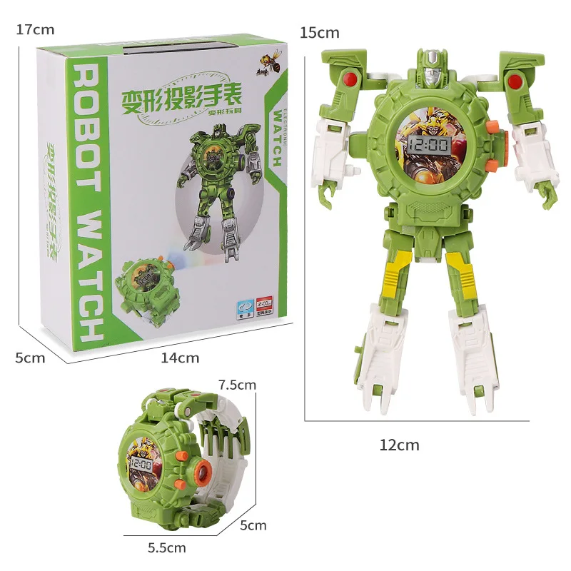 

Children Cool Transformation Projection Watch Cartoon Transformation Toy Jingang Robot Shining Electronic Watch