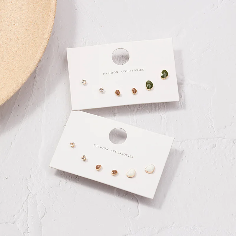 

2019 New Fashion 6-piece set of Colorful Candy color Geometric Irregular Drop Glaze Earrings set Lady Geometric Alloy Earrings