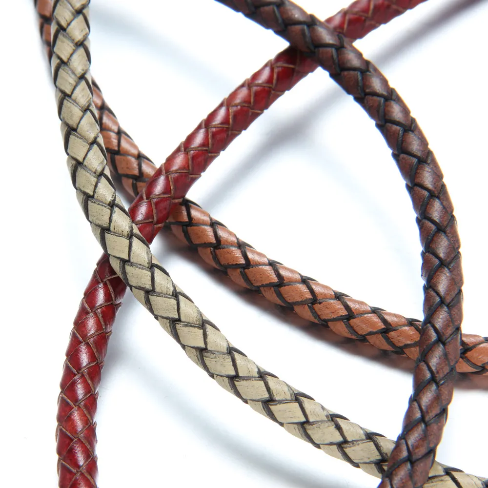 HMSFELY 6 мм веревка из натуральной кожи для DIY браслет для изготовления ювелирных изделий Плетеный серый коричневый кожаный шнур фурнитура Аксессуары, браслеты