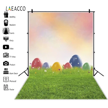 

Laeacco Spring Grassland Leaves Easter Eggs Baby Photography Backgrounds Customized Photographic Backdrops For Photo Studio