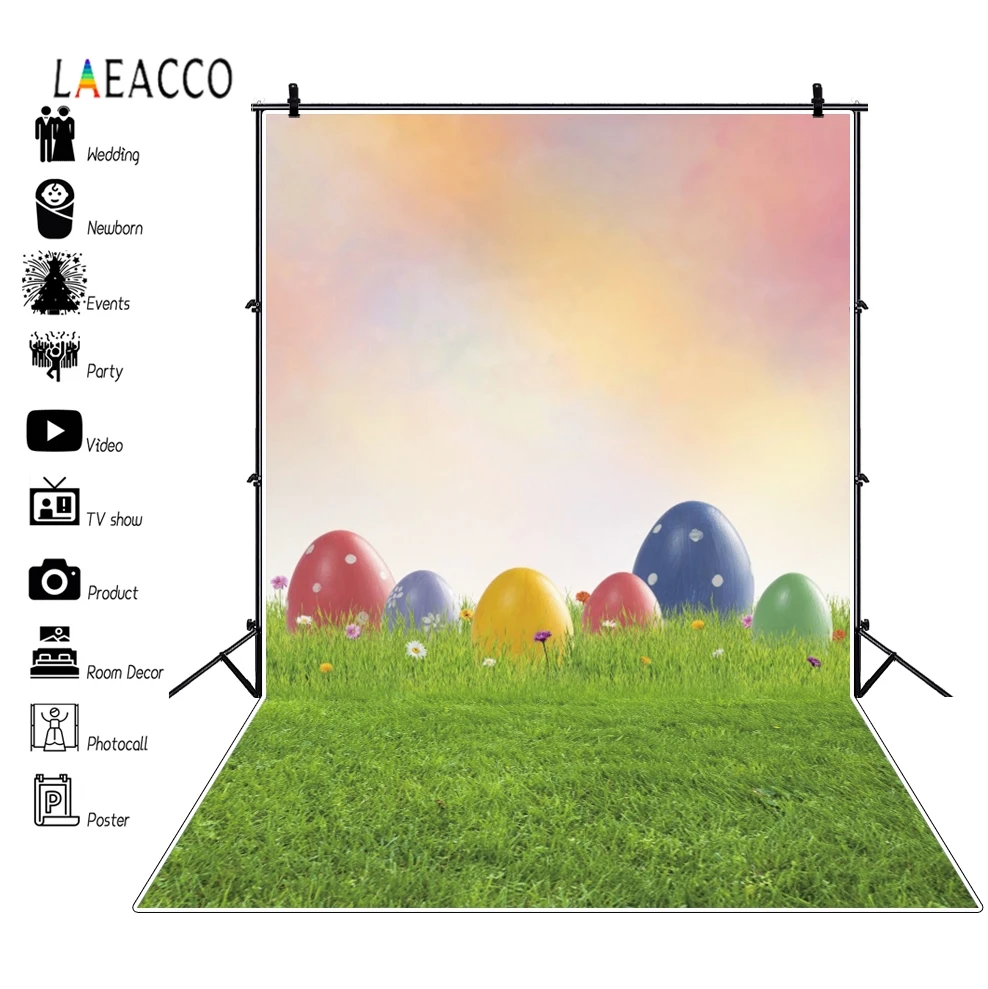 Laeacco весенние луга листья пасхальные яйца Детские фотографии фоны на заказ