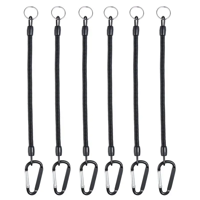 

6Pcs Fishing Lanyards Boating Fishing Ropes Secure Pliers Lip Grips Tackle Fish Tools (Black)