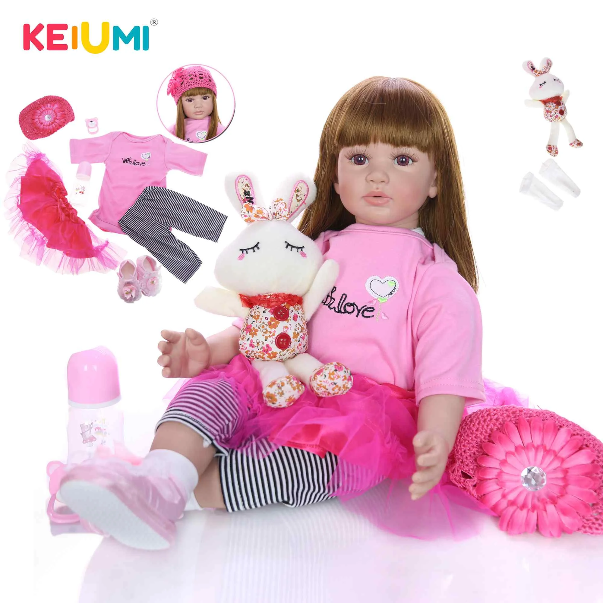 

New Design Reborn Baby Doll 24 Inch Soft Vinyl Cloth Body Girl Princess Doll Toy For Children's Day Gifts Kids Birthday Present