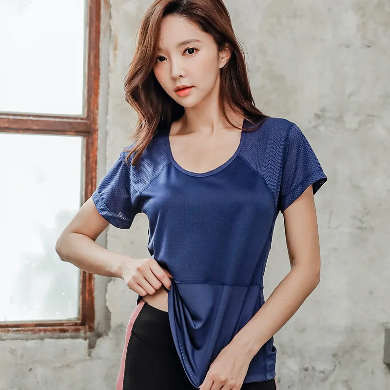 

Plus Size Sports T-shirt Quick-drying Short-sleeved Female Fitness Training Loose Mesh Breathable Running T-shirt Yoga Shirt